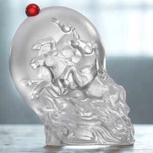 Liuli Year of The Horse 2026 Ascent to Triumph Crystal Statue Chinese Zodiac